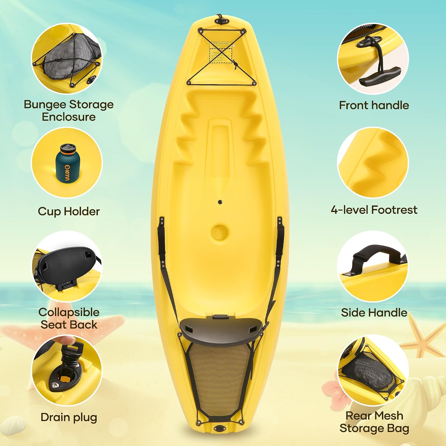 Kayak with Paddle 6.5 FT Recre - Fishing Boat Paddle ulasan dan harga