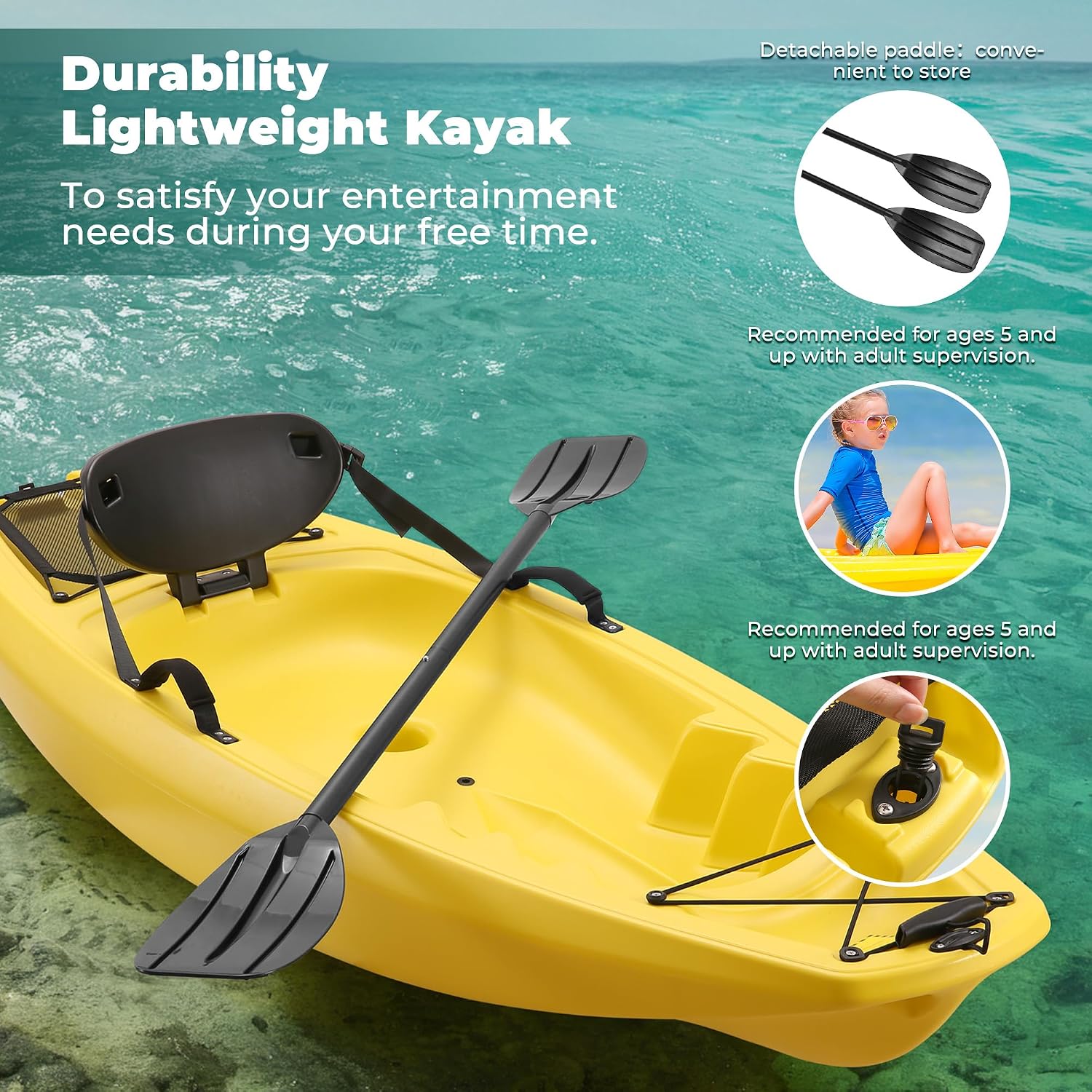 Kayak with Paddle 6.5 FT Recre - Fishing Boat Paddle ulasan dan harga